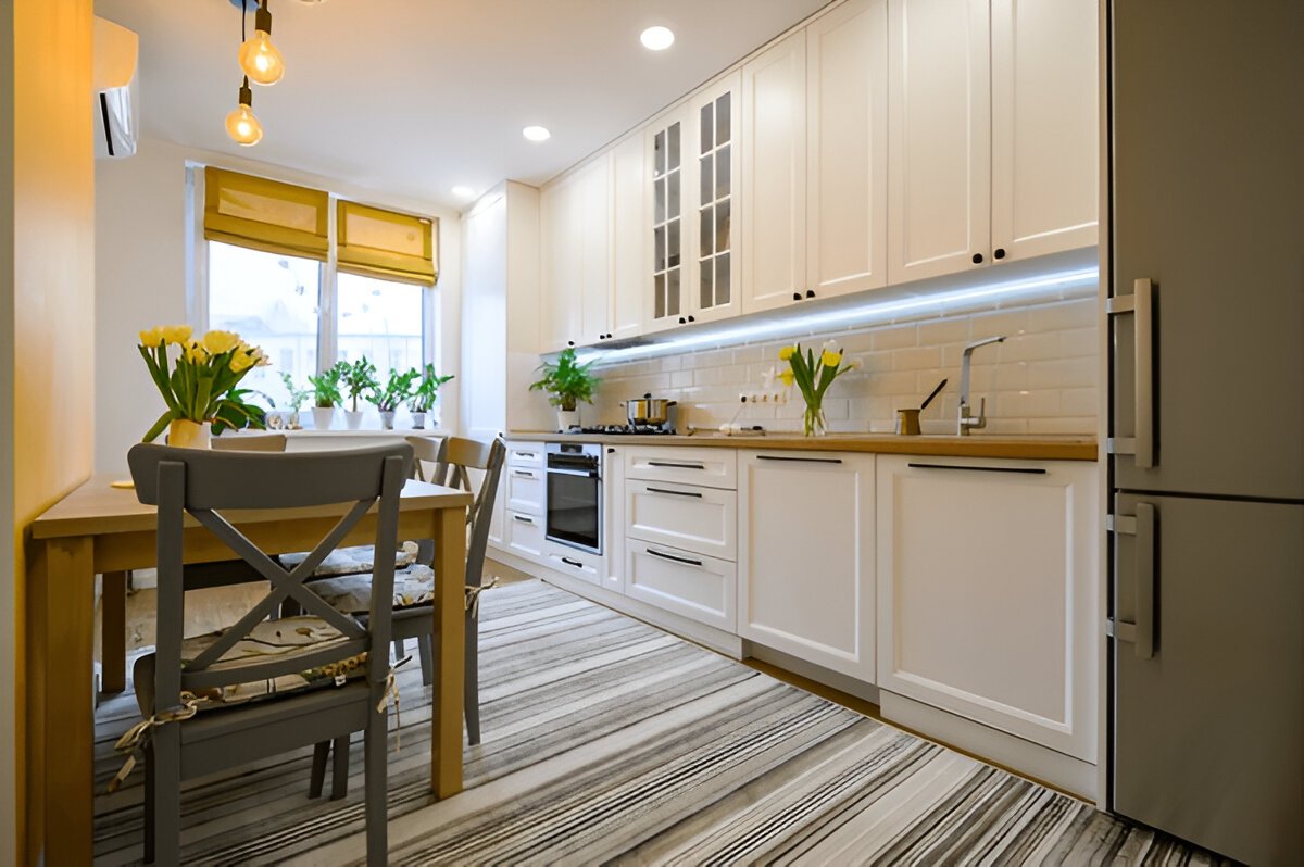 Grey and Yellow Modular Kitchen