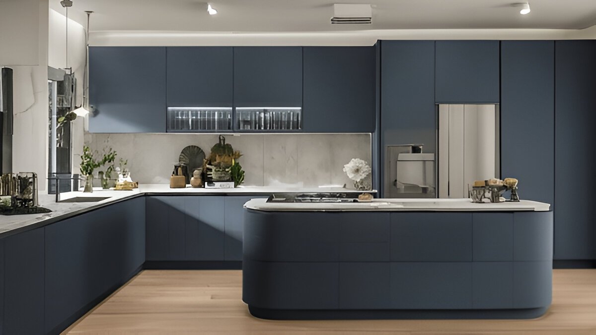 Navy Blue and White Modular Kitchen