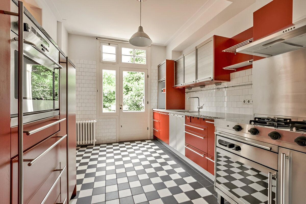 Red and White Luxury Kitchen